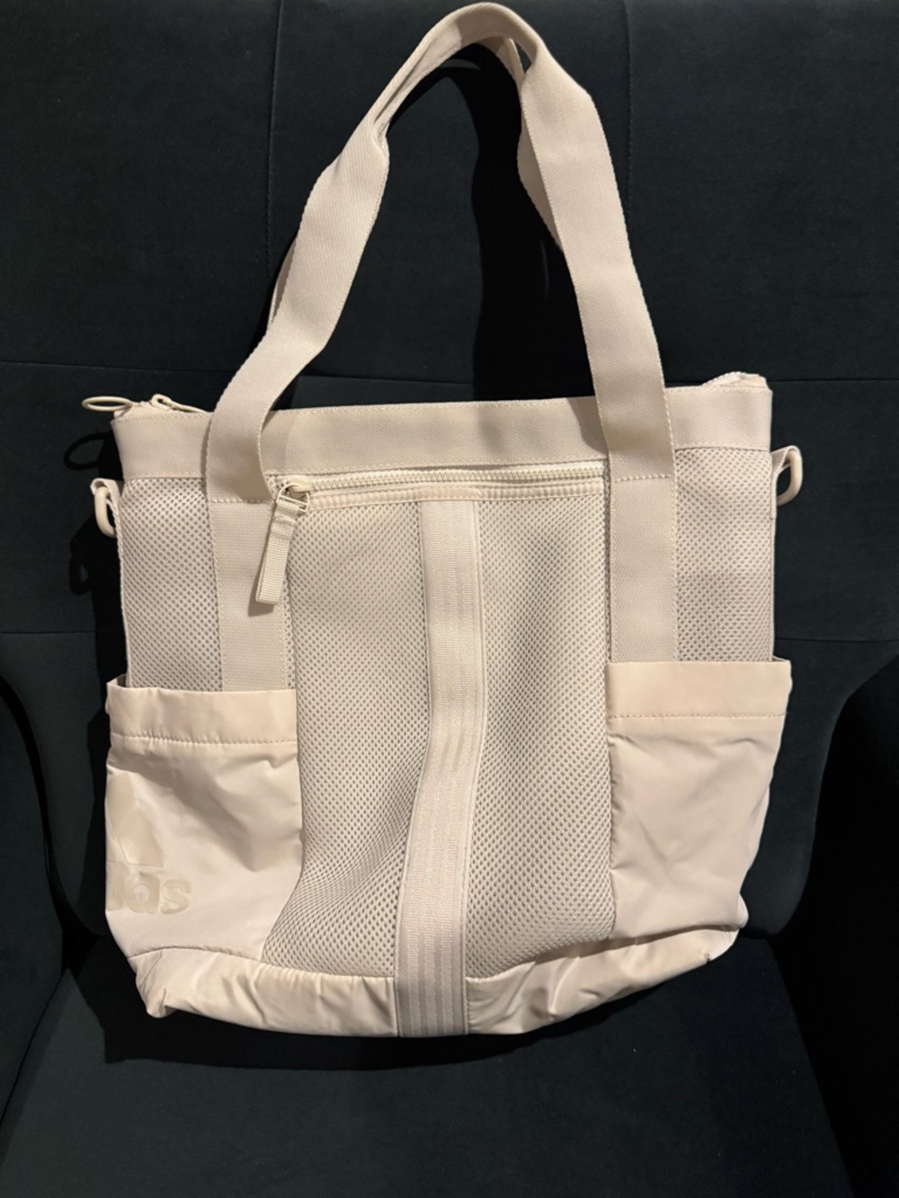adidas Cream Canvas Mesh Tote Bag